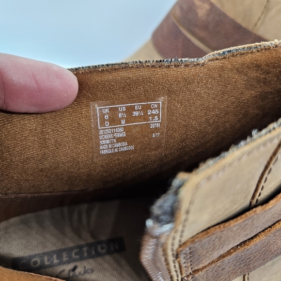 Clarks Addiy Cora tan nubuck ankle boots with decorative strap and buckle 8.5M - Picture 8 of 9